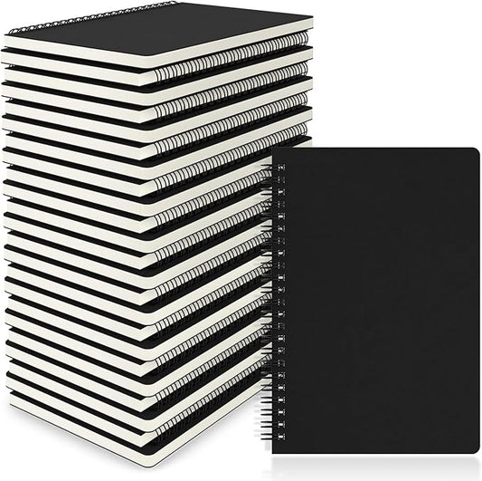 EUSOAR Spiral Journal Notebook, A5 24Packs 5.5"X8.3" 120 Pages Lined College Ruled Subject Notebook,Travel Writing Journal Notepad Sketchbook, Students Office Business Diary Book Journal-Black