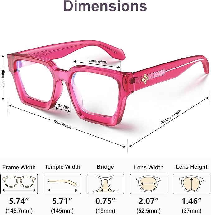 VISOONE Blue Light Blocking Glasses with TR90 Rectangle Frame and Chic Preppy Look for Women Men RIVER