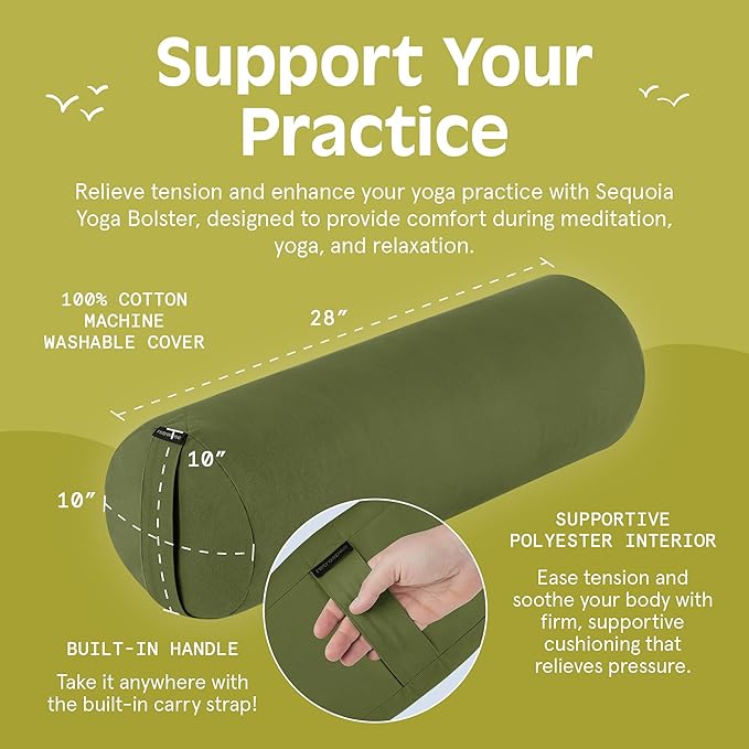 Retrospec Retrospec Sequoia Yoga Bolster Pillow - Meditation Cushion for Yoga Practices - Includes Machine Washable 100% Cotton Cover & Durable Carry Handle