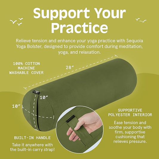 Retrospec Retrospec Sequoia Yoga Bolster Pillow - Meditation Cushion for Yoga Practices - Includes Machine Washable 100% Cotton Cover & Durable Carry Handle
