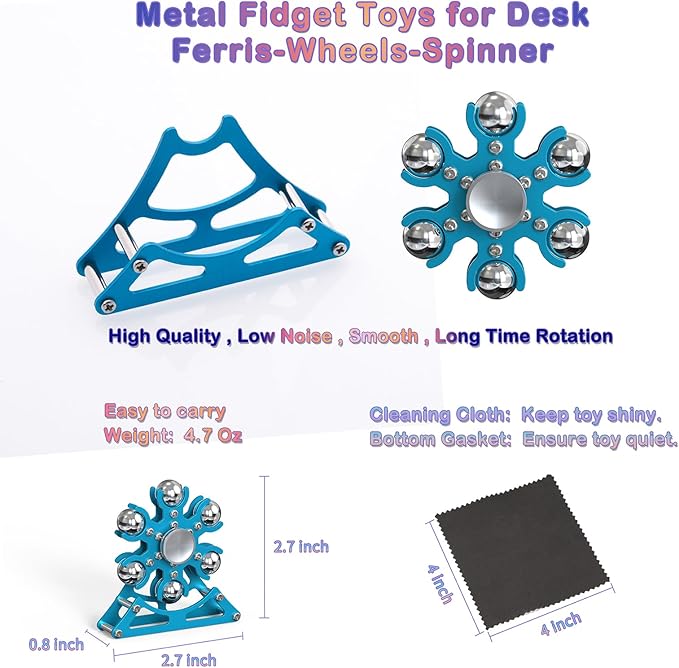 Desk-Fidget-Toys Ferris-Wheels-Spinner: Metal Kinetic-Fidget-Spinner 4mins, EDC-Toy Cool-Gadgets for School Office Christmas, ADHD Tools Gift Cool-Stuff Stress Relief Gift for Kid Children Teen Adult