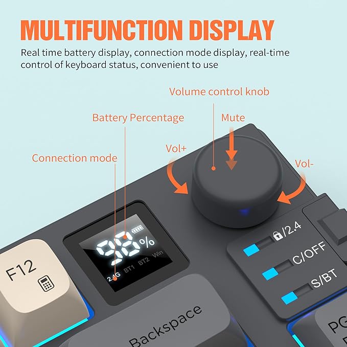 75% Wireless Gaming Keyboard and Mouse Combination, with Rechargeable Battery, Glowing Mechanical Feel Keyboard, Ergonomic RGB Optical Mouse, for Gaming/Business (Polar Day)