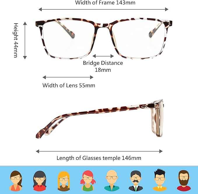 Blue Light Blocking Glasses for TV Phone Computer Gaming Screen Men and Women, TR90 Frame, Anti Eyestrain UV, 2 Pack