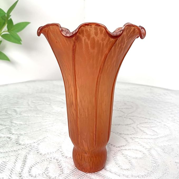 Bieye LS92 Lily Flower Blown Glass Lampshade (Orange, Opening I.D. 1.26" x O.D. 1.5")