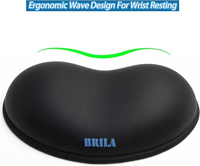 BRILA Ergonomic Silicone Mouse Wrist Rest, Cooling Silica Gel PU Leather Mouse Wrist Support Pad for Office Work and Laptop Computer Gaming