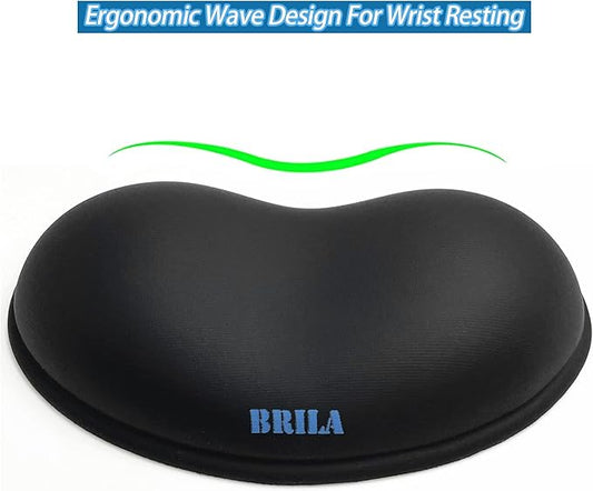 BRILA Ergonomic Silicone Mouse Wrist Rest, Cooling Silica Gel PU Leather Mouse Wrist Support Pad for Office Work and Laptop Computer Gaming