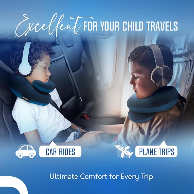 BCOZZY Kids Travel Neck Pillow (8-12 Y/O)– Patented Soft Child Pillow for Head & Chin Support in Car, Airplane, and Road Trip Sleeping. Adjustable Size. Carry Bag. Fully Washable. Medium, Light Purple