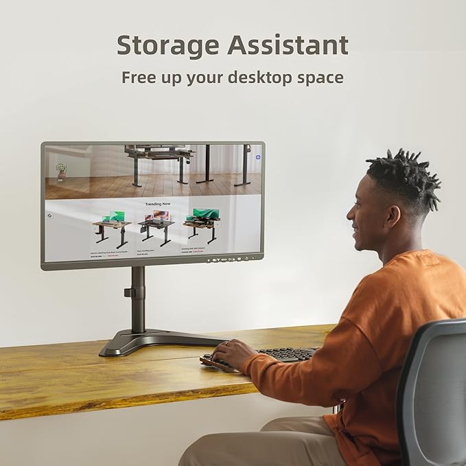 Claiks Monitor Mount, Ergonomic Adjustable Monitor Stand for Max 32 inch Screens, Adjustable Stand up to 20 lbs, VESA Mounting Holes 75&100mm, Black