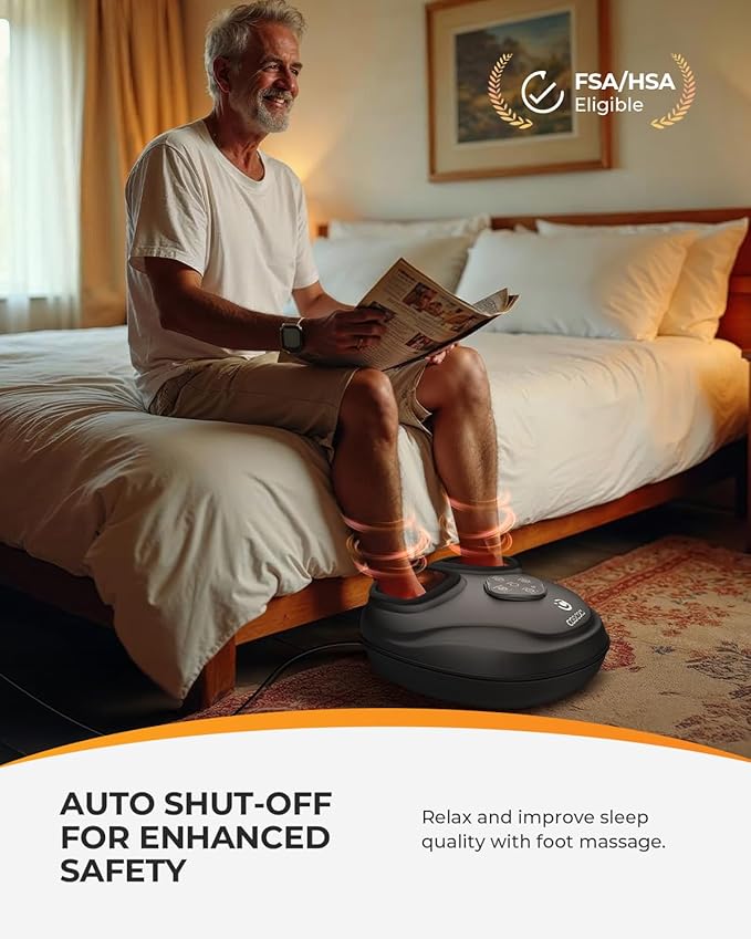CooCoCo Upgraded Shiatsu Foot Massager - FSA Eligible, Foot Massager for Plantar Fasciitis, Neuropathy, HSA Feet Massager with Heat, Gifts for Women Men Mom Dad, Foot Pain Relief, Home Office Use