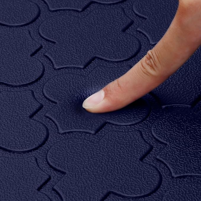 WISELIFE Kitchen Mat Cushioned Anti Fatigue Floor Mat,17.3"x39",Thick Non Slip Waterproof Kitchen Rugs and Mats,Heavy Duty PVC Foam Standing Mat for Kitchen,Floor,Home,Desk,Sink,Laundry,Blue