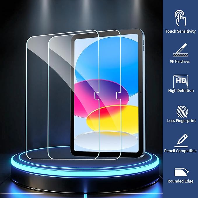 SIBEITU 2 Pack Screen Protector for iPad 11th A16 2025 & 10th Generation 10.9 Inch 2022, HD Clear 9H Hardness Tempered Glass Film Compatible with iPad 11/10 Gen, Scratch Resistent, Touch Sensitive