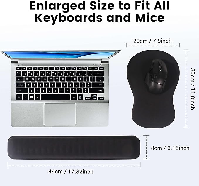 MEKASS Ergonomic Mouse Pad and Keyboard Wrist Rest Set, Super Soft Memory Foam Desk Wrist Support for Computer Keyboard, Non-Slip Arm Palm Rests Cushion for Typing Gaming Office Laptop (Demon's Eye)