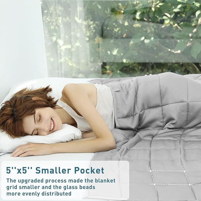 Weighted Idea Weighted Blankets for Adults (Light Grey,12 lbs 48"x72") Breathable Twin Blanket with Premium Glass Beads Heavy Soft Throw Blanket for All-Season