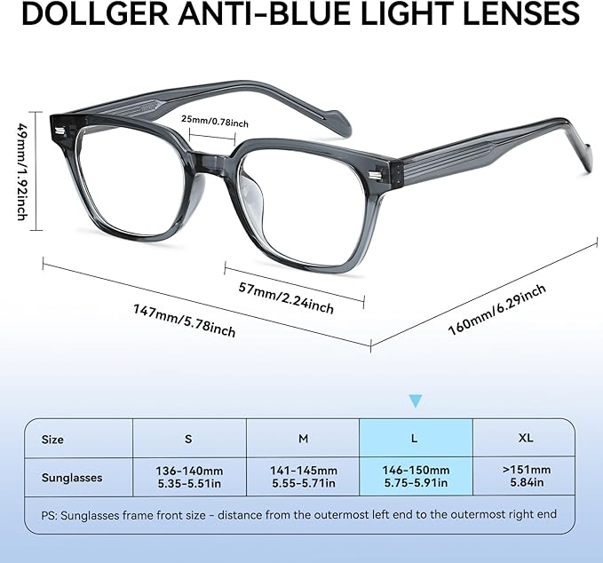 Dollger Blue Light Glasses for Men Women Blue Light Blocking Computer Screen Glasses Men Clear Frames Eyeglasses