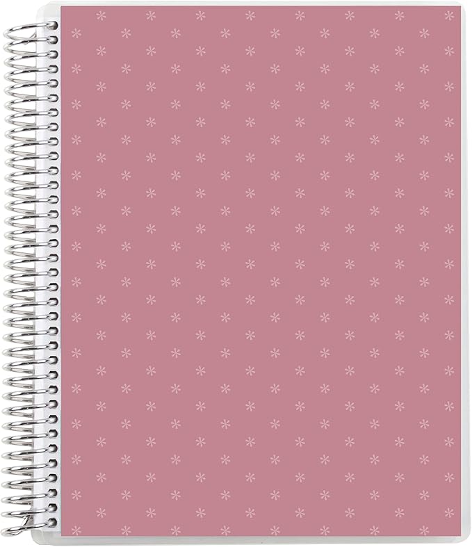 Erin Condren 7” x 9” Dot Grid Spiral Notebook, 5mm Dotted Layout with 80 Lb. Paper, Canvas Asterisk Cover, 160 Dot Grid Notebook Pages, Platinum Coil, Stickers Included