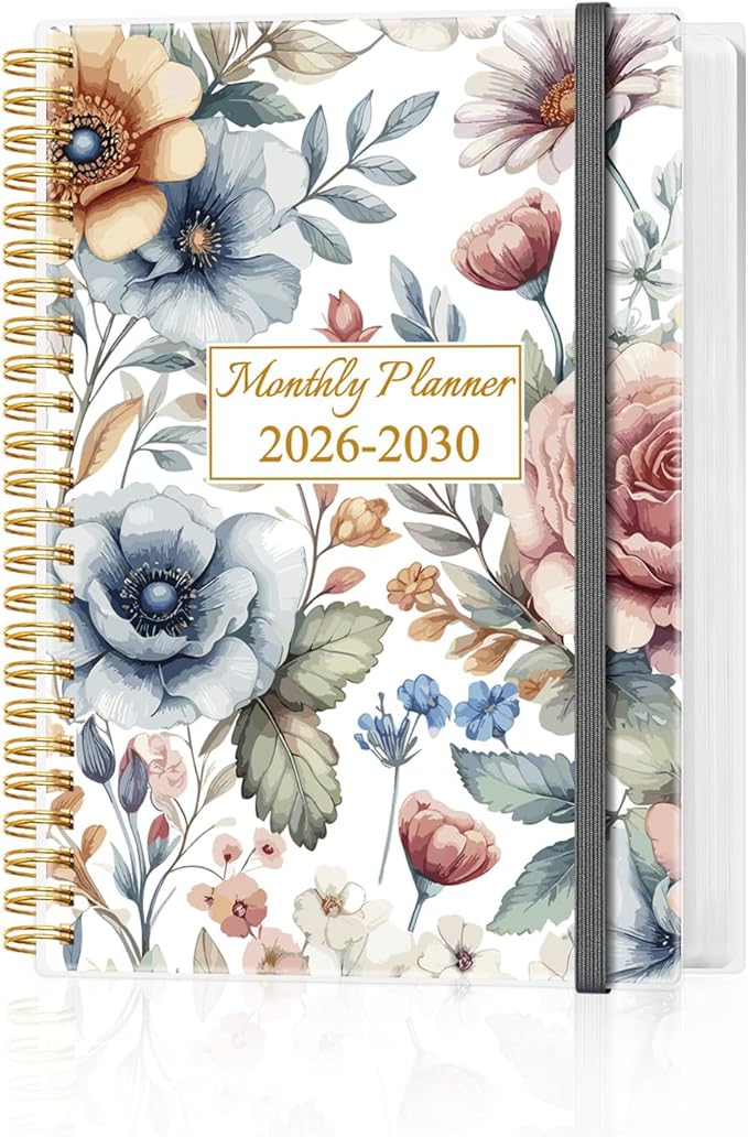 2025-2030 Monthly Planner - 64 Month PLanner Calendar from September 2025 to December 2030, Flexible Cover, Inner Pocket, 5.8" x 8.5", Perfect for Home | School | Office, Colorful Large Flower