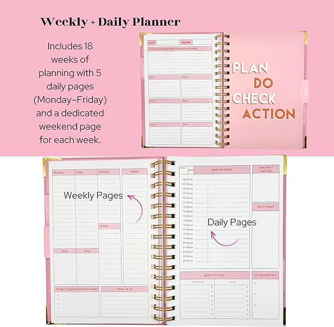 Undated Goal Planner, Daily & Weekly Organizer & Productivity Planner with Goal Setting Worksheets, To Do lists Journal, Notes & Ideas Pages, A5 Size (Aqua)