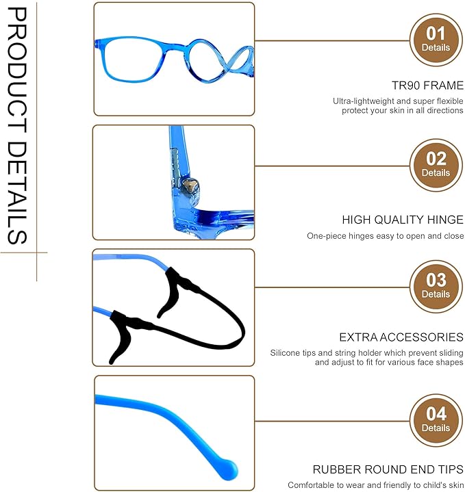 ANDWOOD Blue Light Glasses Kids Girls Boys Computer Gaming Anti Blue Ray Polarized sunglasses Age3-12