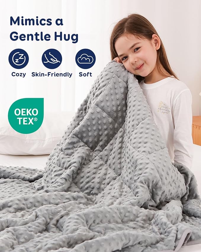 Kivik Weighted Blanket 5lbs, Small Minky Dotted Blankets, Soft Heavy Blanket Throw, Machine Washable, 36 x 48 Inches Grey