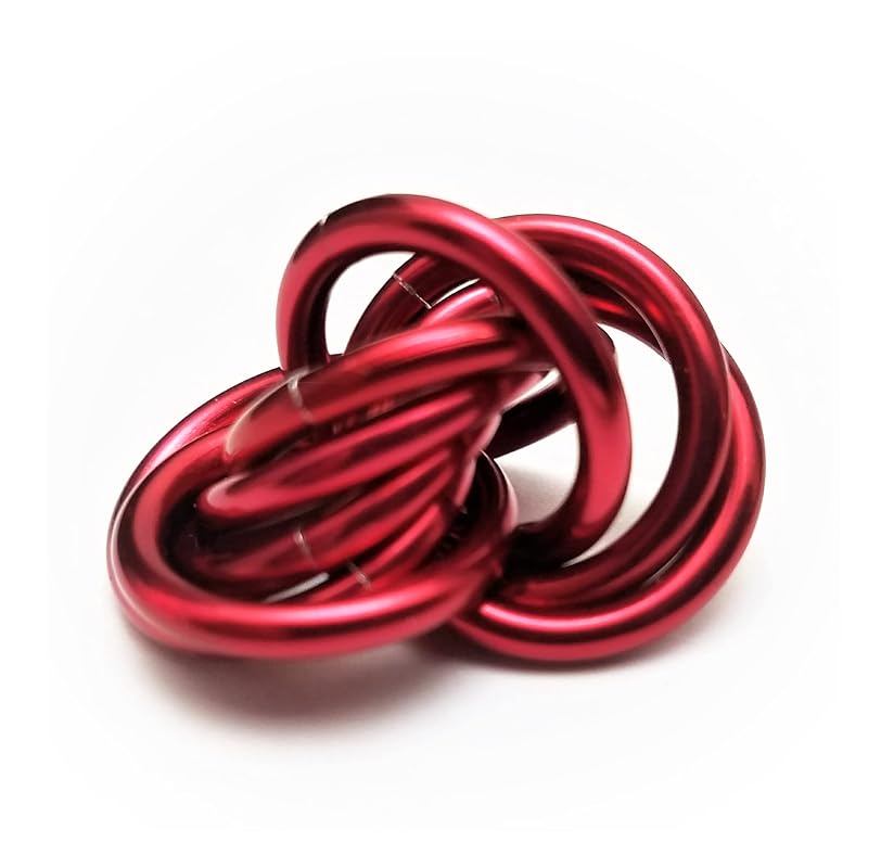 Möbii Fidget Ball (Solid Color): Quiet Mobius ADHD Anxiety Stim Stress Relief Toy Tool for Home Travel Office or Desk (Small, Half, Ruby)