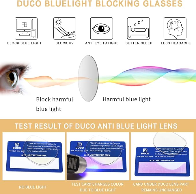 DUCO Small Round Blue Light Glasses For Women Men Blue Ray Blocking Glasses 8215