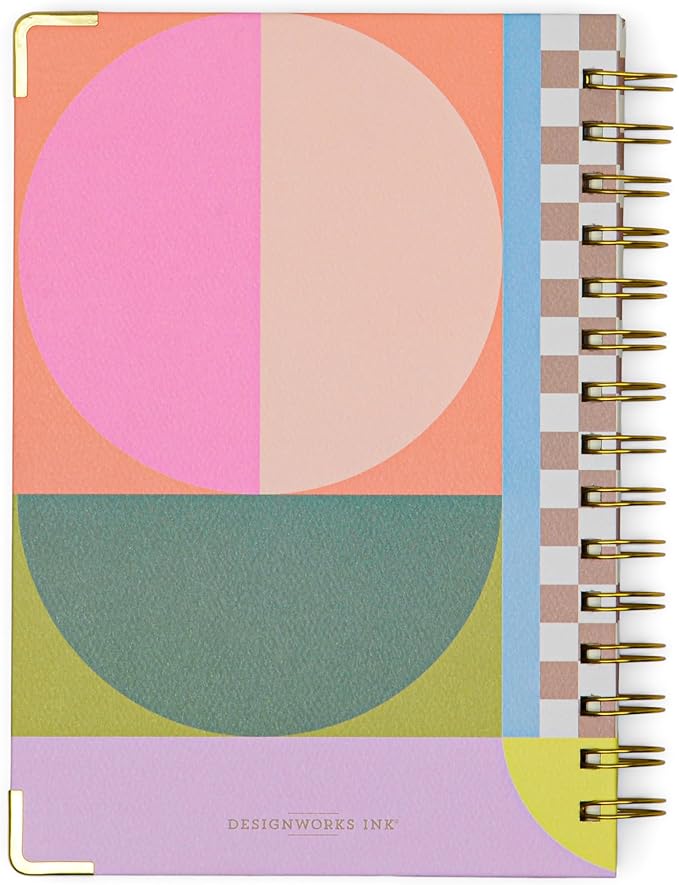 DesignWorks Ink 6.2" x 8.3" Undated 13 Month Weekly Planner, Geo Checks