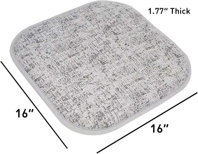 Sweet Home Collection Chair Cushion Memory Foam Pads Honeycomb Pattern Slip Non Skid Rubber Back Rounded Square 16" x 16" Seat Cover, 2 Pack, Broadway Blue/Black