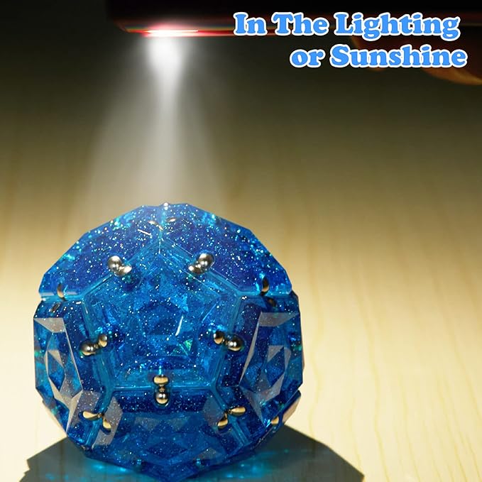 Magnetic Fidget Sphere Magnet Toys - Holographic Glitter Diamond Blue - Magnets Sensory Toys - 12 Piece Set - Creativity Beyond Imagination, Inspirational, Recreational, Fun Desk Toy for Adults