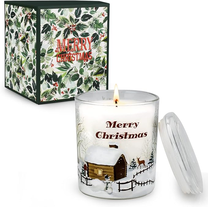 Large Jar Candle - Pine Tree Scent - 11.3 oz - 65-70 Hour Burn Time - Perfect for Christmas & Winter Gifts for Mom, Sister, Grandma, Friend