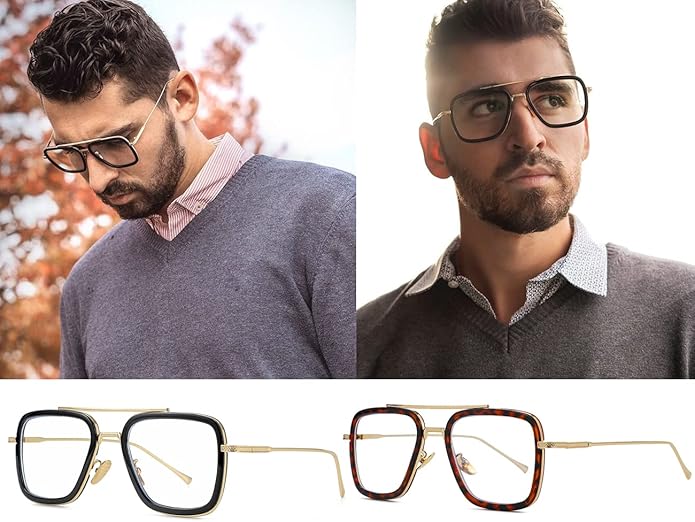 Tony Stark Style Blue Light Blocking Glasses for Men Women, Iron Man and Spider-Man Computer Gaming Glasses