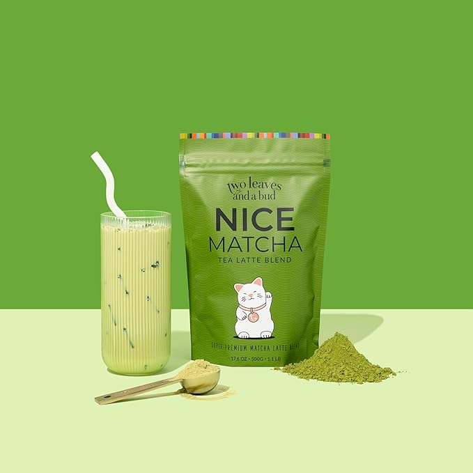Two Leaves and a Bud Nice Matcha Latte Blend (36 Servings), Japanese Matcha Green Tea Powder, 1 Resealable Bag, 1.1lb (500g)