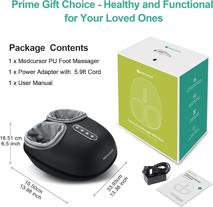 Medcursor Foot Massager Machine with Heat, Feet Massage Delivers Relief for Tired Muscles & Plantar, Deep Kneading Therapy, Multi-Level Settings for Home, Office Use, Size up to 13"