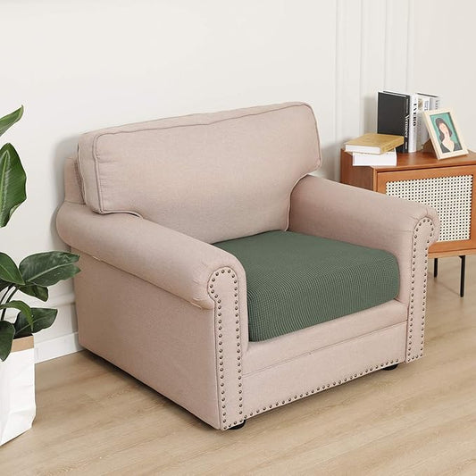 Easy-Going Stretch Chair Cushion Cover Sofa Cushion Furniture Protector Sofa Seat Sofa Slipcover Sofa Cover Soft Flexibility with Elastic Bottom(Chair Cushion, Greyish Green)