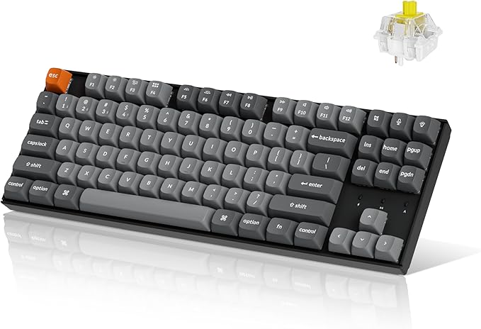 Keychron K8 Max TKL Mechanical Keyboard Wireless, 87 Keys QMK 2.4 GHz/Bluetooth 5.1/Wired Connection, White Backlit with Programmable Keychron Super Banana Switch for macOS Windows Linux