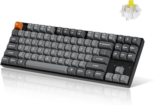Keychron K8 Max TKL Mechanical Keyboard Wireless, 87 Keys QMK 2.4 GHz/Bluetooth 5.1/Wired Connection, White Backlit with Programmable Keychron Super Banana Switch for macOS Windows Linux