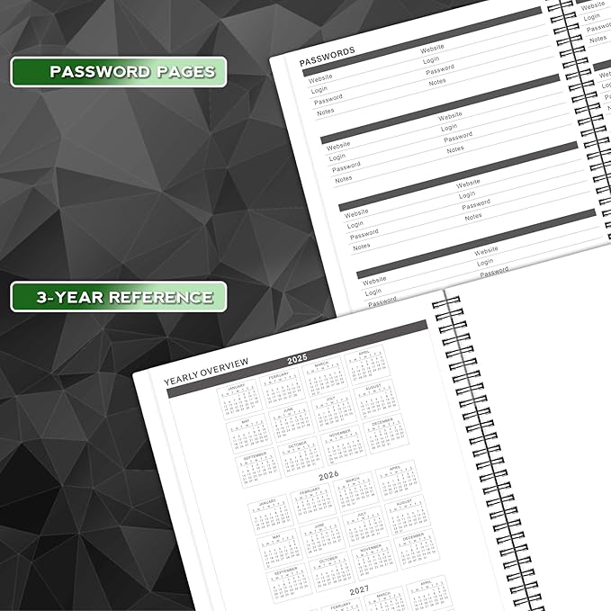 2025-2027 Monthly Planner/Calendar - Jul 2025 - Jun 2027, Monthly Calendar 2025-2027, 9" x 11", 2 Years Monthly Planner, Cardboard Cover, Black