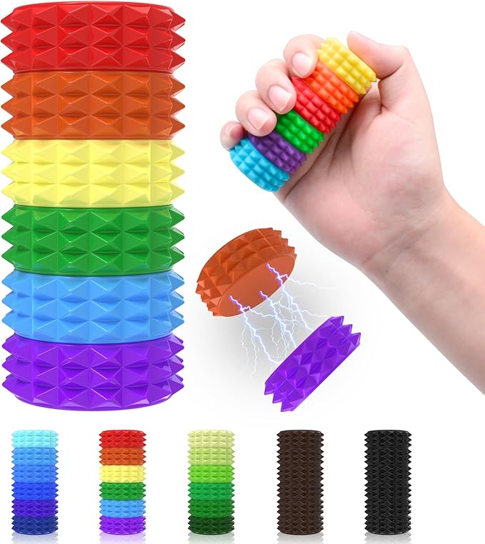 Magnetic Little Ouchies Pain Fidget Toys,Pain Stim Fidget Sensory Toys for Adults Stress Anxiety Relief,Small Quiet 3D Printed Fidgets Spiky Grippie Toy Office Workers Gifts (1 PCS Colorful)