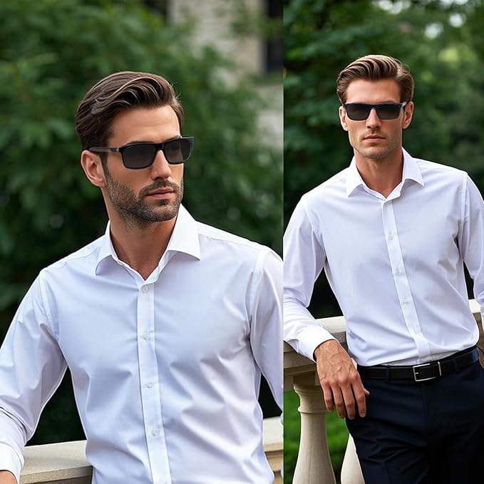 Missfive 2 Pack Light Bifocal Sun Reading Glasses for Men, Blue Light Blocking Near/Far Dual-use Spring Hinge Sun Readers, Anti UV/Eye Strain Comfort Premium Sunglasses, 3.0x