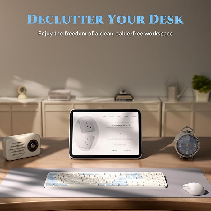 Keychron B6 Pro Ultra-Thin Wireless Keyboard, Full-Size ZMK with Numeric Keypad Quiet Typing, 2.4 GHz/Bluetooth 5.2/Wired Connection Long Battery Life, Compatible with Mac Windows Linux - Retro Blue