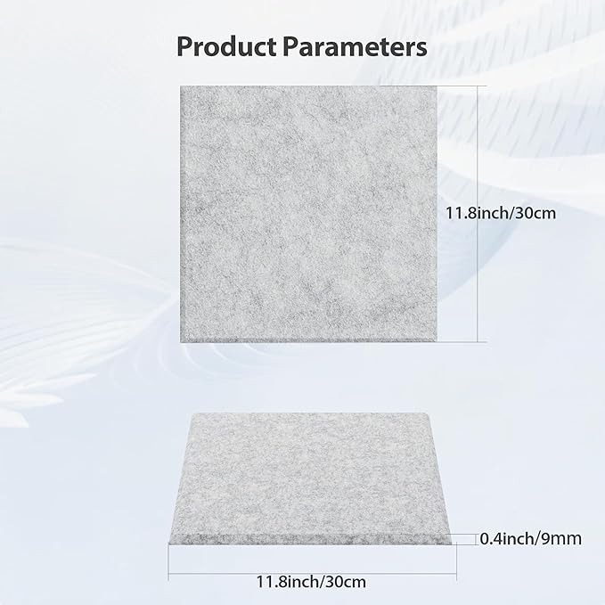 12 Pack Acoustic Panels Self Adhesive Sound Proof Foam, High Density Sound Acoustic Panel, 12X12X0.4 Inch Square Panels in Home, Office, Reccording Room, Studio,and more(Silver Gray)