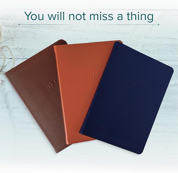 Harbor Desk Weekly Monthly Planner 2025-2026 - Calendar Planner and Notebook, Durable Faux Leather, 192 Pages, Softcover & Book Bound - Cambridge Reef Blue - 8x5.5"