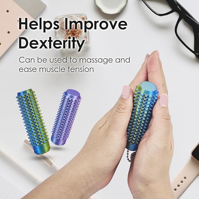 Lisgicabin Little Ouchies Pain Fidget, Pain Stim Fidget for Adults, Spiky Sensory Stim Tool for Anxiety and Stress Relief(2 Pack BlueGold + BluePurple)