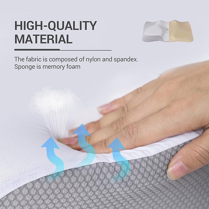 Supportive Cooling Pillow for Comfortable nap time Sleep Quality; an Ergonomic Memory Foam Pillow for Shoulder and Neck Pain Relief, Perfect for Side Sleepers(White Grey)