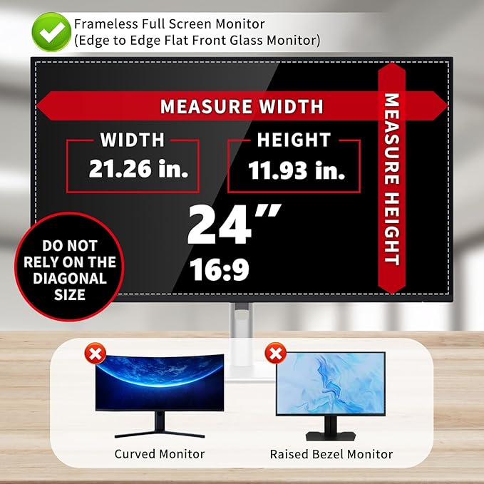 24 Inches Magnetic Computer Privacy Screen Filter | Privacy Shield | Anti Glare & Blue Light Filter | Eye Protection | Snap On | Widescreen 16:9 Edge-To-Edge Monitor Protector
