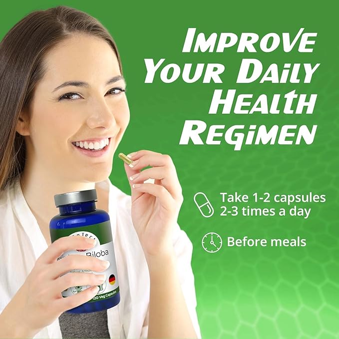 Ginkgo Biloba Support Brain Function, Supplements for Memory and Focus, Natural Antioxidant-Rich, Promotes Overall Health, 120 Vegetarian Capsules, GMP, 120 Count (Pack of 3)