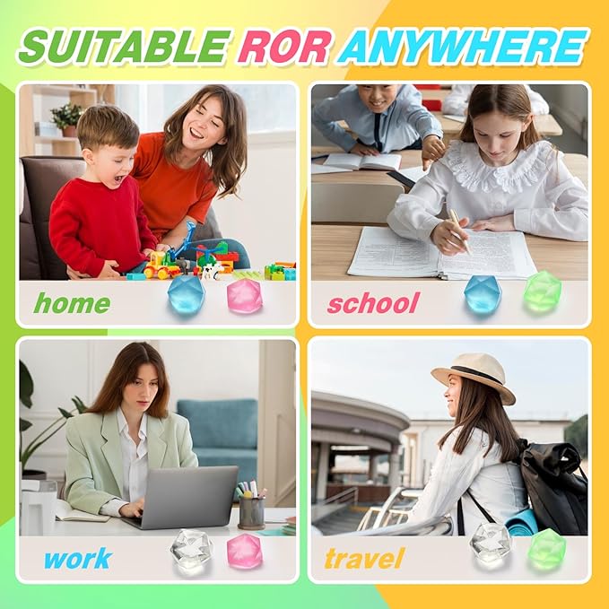 6 Pack Squishy Stress Cube, Diamond Malt Sugar Ice Cube Stress Ball, Sensory Toys for Anxiety Stress Relief for Kids and Adults Fidgets for Classroom Party Favors