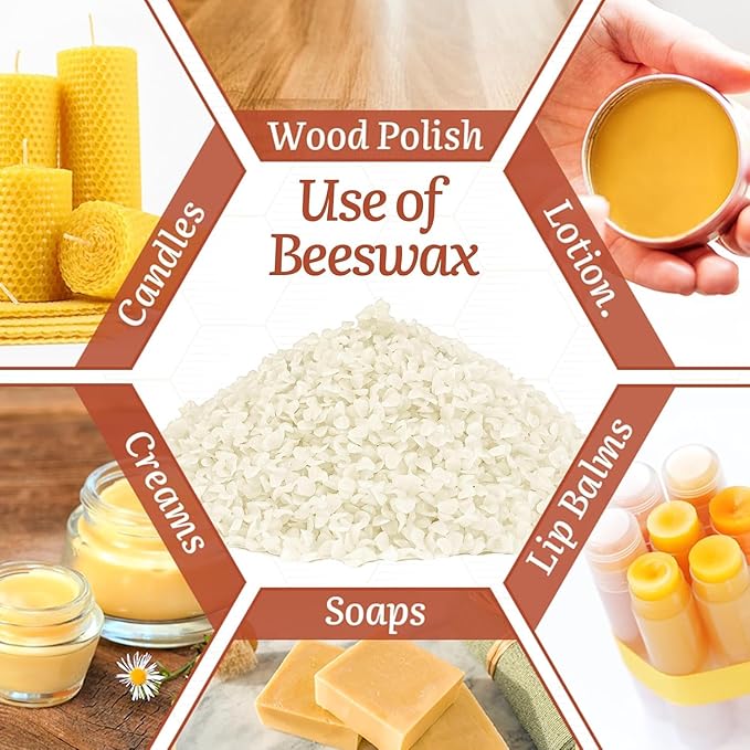 10 LB White Beeswax Pellets - DIY Candle Making Kits, Magical Craft Making, Hand Care DIY Creams, Lip Balms and Soap Making Supplies (160 oz).
