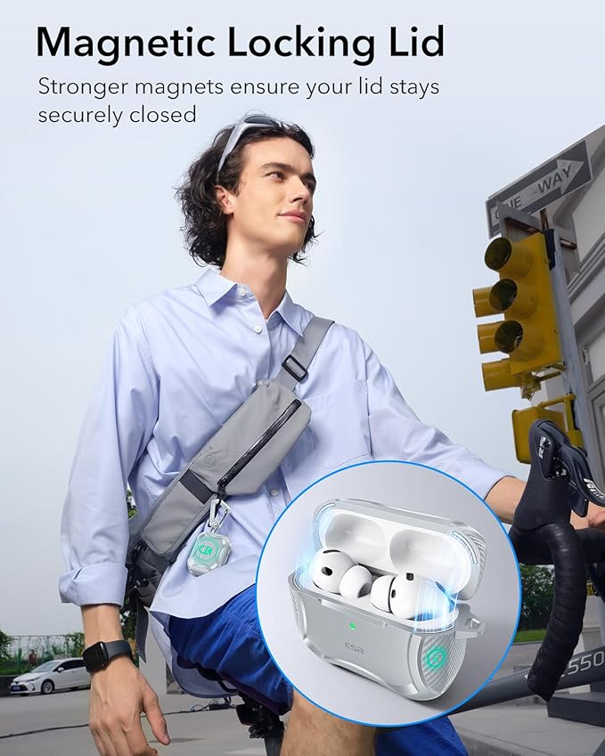 ESR for AirPods Pro 3 Case (2025), Compatible with Airpods Pro 3rd Generation Case (USB-C Cable), Magnetic Lid, MagSafe Ready, Powerful Drop Protection, Cyber Series, Gray