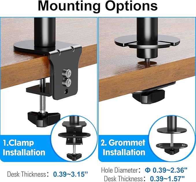 Vertical Dual Monitor Stand, Stacked Monitor Mount for 2 Screen Max 32 inches, Computer Monitor Arm Holds up to 17.6 lbs Each, Height Adjustable, Swivel, Tilt Monitor Desk Mount, VESA 75/100