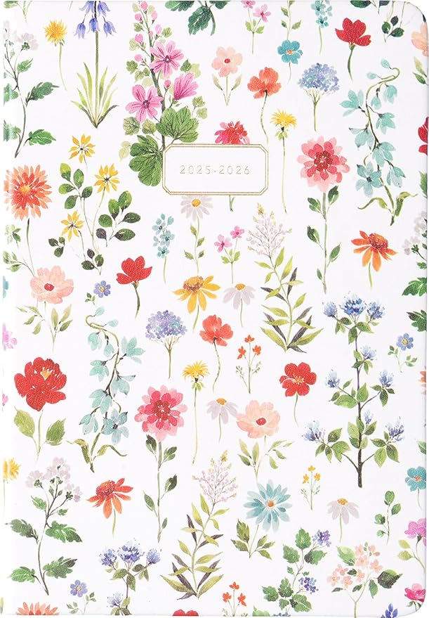 2025-2026 Eccolo 18 Month Bound Planner, Monthly & Weekly Pages (5.25 x 7.75" - July 2025 to Dec 2026 - Watercolor Flowers)